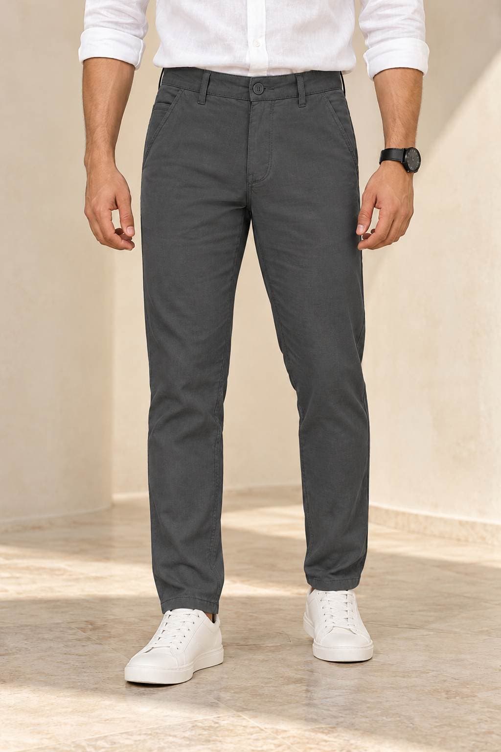 PureFlow Dark Grey Pure Linen Trousers